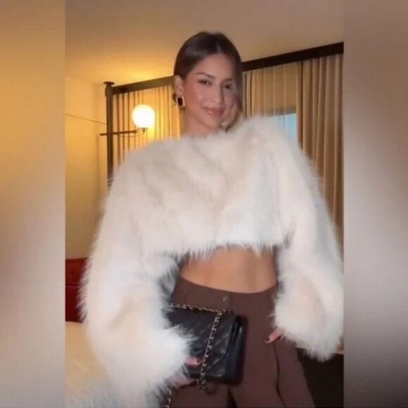 Zara FAUX FUR SWEATSHIRT LIMITED EDITION  FUR SWEATSHIRT Jacket Cape Coat - Picture 14 of 16